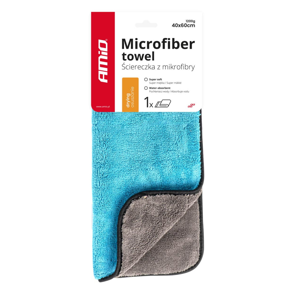Mikrofiberduk handduk för att torka bilfärg 40x60 cm 1200g amio-03758
