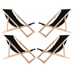 Sats med 4 svarta solstolar, monterade, träliknande