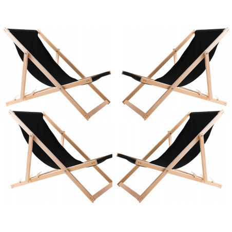 Sats med 4 svarta solstolar, monterade, träliknande