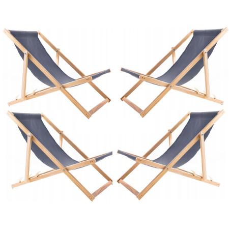 Set med 4 grå solstolar, monterade, trälook