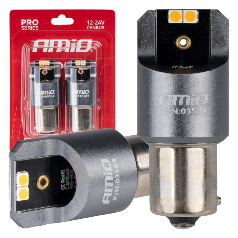 LED-lampor full canbus för py21w 4x3030 smd orange 12v 24v amio-03584 LED-lampor full canbus för py21w 4x3030 smd orange 12v 24v amio-03584