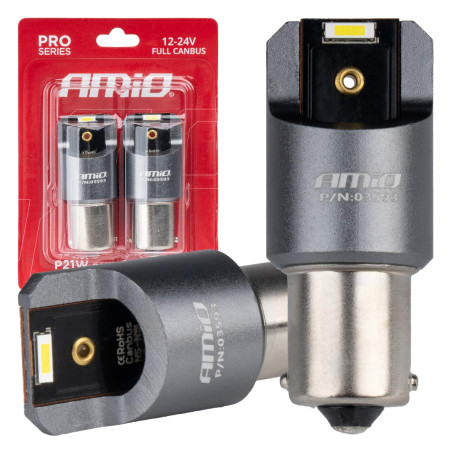 LED-lampor full canbus för ba15s p21w 2x1860smd vita 12v 24v amio-03593