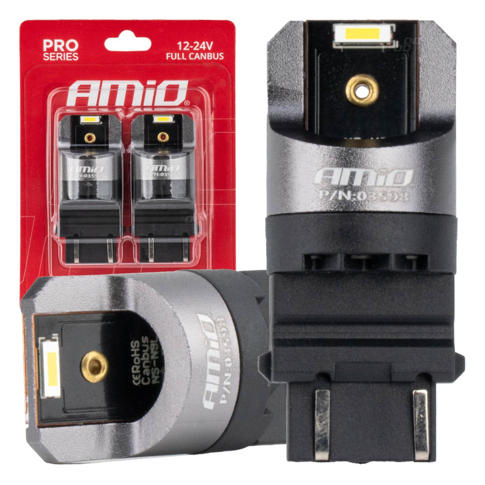 LED-lampor fullt Canbus Pro P27/7W 2x3157 SMD vita 12V 24V amio-03598