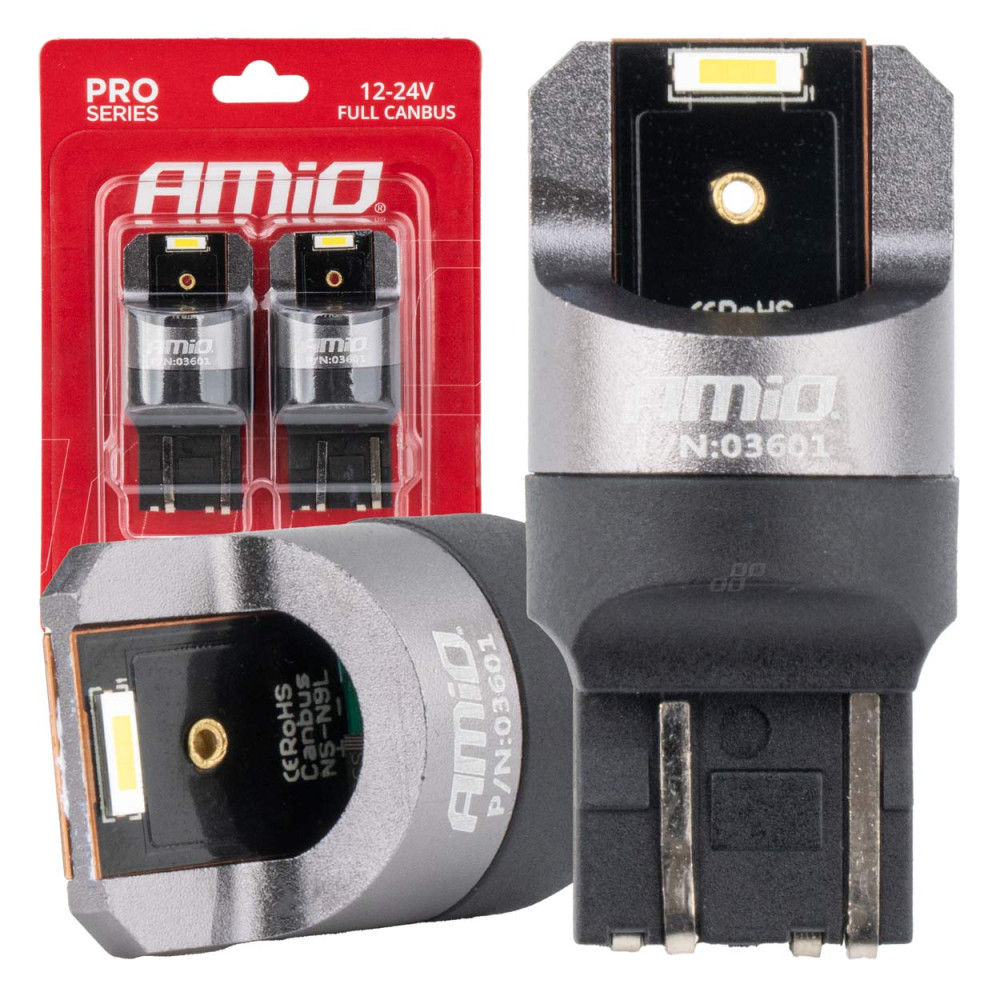 LED-lampor fullt Canbus Pro W21/5W 2x1860 SMD vita 12V 24V amio-03601 LED-lampor fullt Canbus Pro W21/5W 2x1860 SMD vita 12V 24V amio-03601