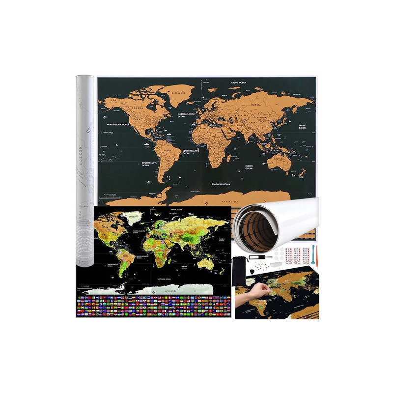 Världskarta - flaggskrapa + tillbehör 23442