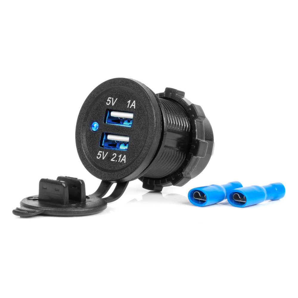 Biladdare för bil med vattentäta USB-uttag 3.1A 2xUSB 12V 24V amio-04216 Biladdare för bil med vattentäta USB-uttag 3.1A 2xUSB 12V 24V amio-04216