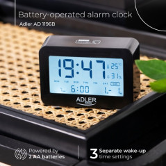 AD 1196 svart batteridriven väckarklocka