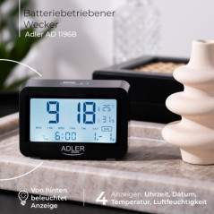 AD 1196 svart batteridriven väckarklocka