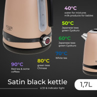 AD 1295 guld Vattenkokare i metall 1,7 l med LCD och temperaturreglering