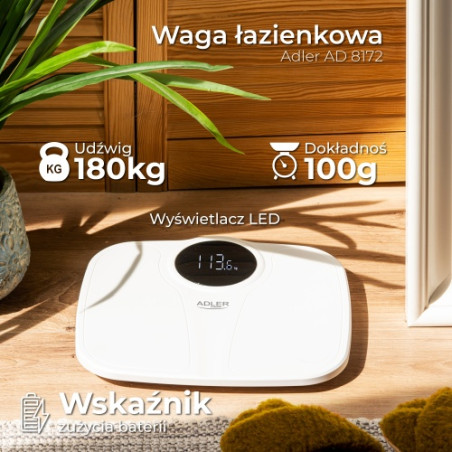 AD 8172 vit Våg för badrum - 180 kg