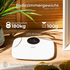 AD 8172 vit Våg för badrum - 180 kg