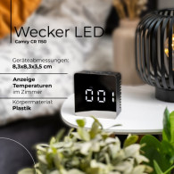 CR 1150 svart Väckarklocka med LED-ljus
