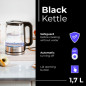 MS 1301 svart Glasvattenkokare 1,7 l med temperaturreglering.