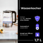 MS 1301 svart Glasvattenkokare 1,7 l med temperaturreglering.