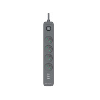 Strömskena med överspänningsskydd TRACER Power Line+ mobile ready 1,5 m (4 uttag + 3x USB A, 5V 2,4A)