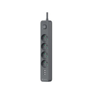 Strömskena med överspänningsskydd TRACER Power Line+ mobile ready 1,5 m (4 uttag + 3x USB A, 5V 2,4A)
