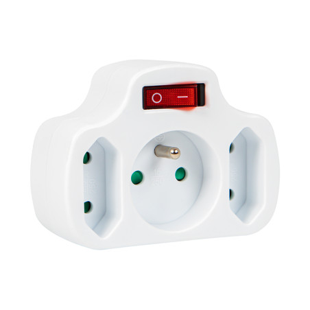 98-608- Grenuttag r-12ws med 3 uttag och strömbrytare