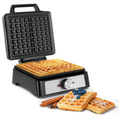 Våffeljärn TEESA, 2 våfflor, 1600W, rostfritt stål, effektreglering