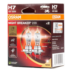 Halogenlampor Osram H7 12V 55W PX26D Night Breaker +220% 2 stycken
