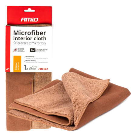 Mikrofiberduk 2-i-1 för rengöring av bilinteriör och skärmar 30x30 cm 500g amio-03982