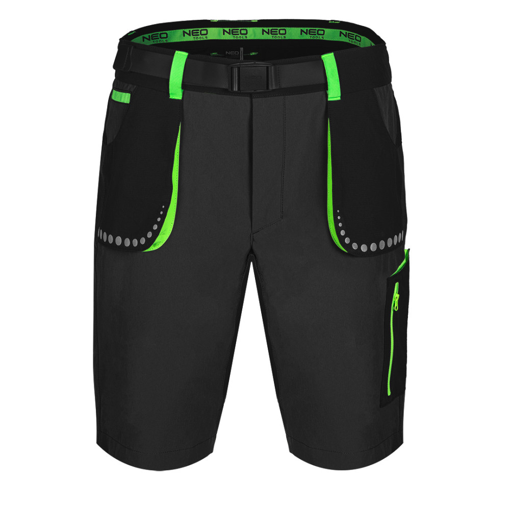 Korta premiumshorts, 4-vägs stretch, svarta, storlek XL