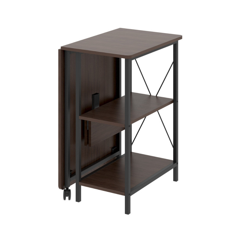 Skjutförvaringsskrivbord Maclean loft, mått: 107x45x75cm, max - 150 kg, med skiva, mörk valnötfärg, MC-411 B