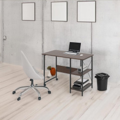 Skjutförvaringsskrivbord Maclean loft, mått: 107x45x75cm, max - 150 kg, med skiva, mörk valnötfärg, MC-411 B | HandlaSmidigt.se