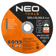 Skärpskivor för metall/INOX 125 x 1,0 x 22,2 mm, 41 A60-S-BF, 100 st. hink. Tillverkad i PL.