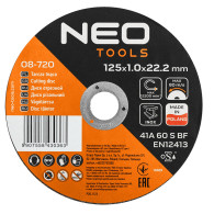Skärpskivor för metall/INOX 125 x 1,0 x 22,2 mm, 41 A60-S-BF, 100 st. hink. Tillverkad i PL.
