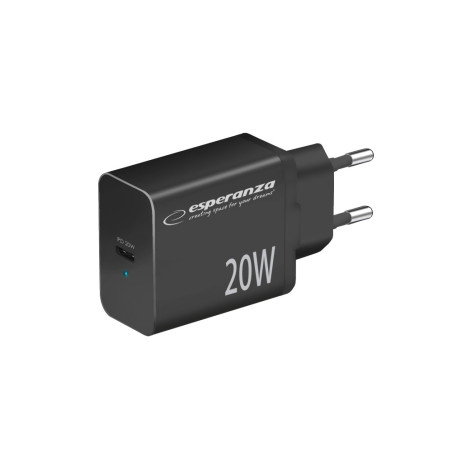 EZC104K Esperanza nätadapter 20w usb-c pd svart | HandlaSmidigt.se