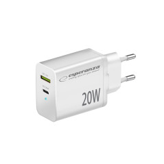 EZC105W Esperanza vägg laddare 20w usb-c pd 20w / usb-a qc 3.0 18w vit | HandlaSmidigt.se