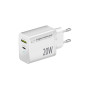 EZC105W Esperanza vägg laddare 20w usb-c pd 20w / usb-a qc 3.0 18w vit