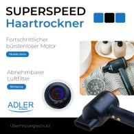 AD 2270 blå Supersnabb hårtork