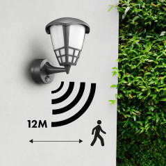Vägglampa 1xE27 med sensor från Maclean, infraröd sensor, maxbelastning 60W, IP65, grå färg, MCE518 GR. | HandlaSmidigt.se