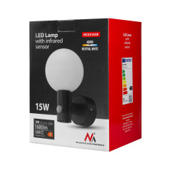 LED-lampa med rörelsesensor från Maclean, PIR-rörelsessensor, grå färg, 15W, IP65, 1600lm, neutral vit färgtemperatur (4000K)…