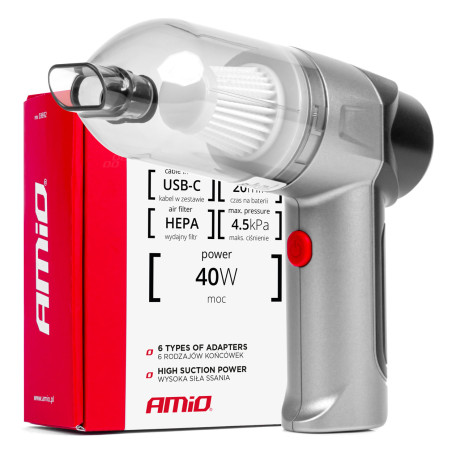 Trådlös bil dammsugare med batteri HEPA 40W 4000mAh AMIO-03692