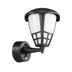 Vägglampa 1xE27 med sensor från Maclean, infraröd sensor, maxbelastning 60W, IP65, svart färg, MCE518 B. | HandlaSmidigt.se