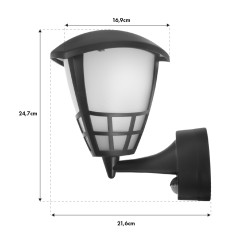 Vägglampa 1xE27 med sensor från Maclean, infraröd sensor, maxbelastning 60W, IP65, svart färg, MCE518 B. | HandlaSmidigt.se