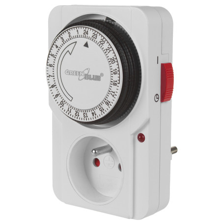 Tidsbrytare - mekanisk timer GreenBlue, 48 program, max belastning 16A, IP20, GB360 E