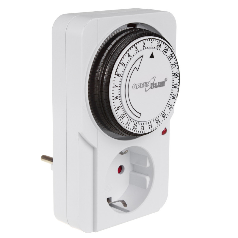 Tidsbrytare - mekanisk timer GreenBlue, 48 program, max belastning 16A, IP20, GB360 F