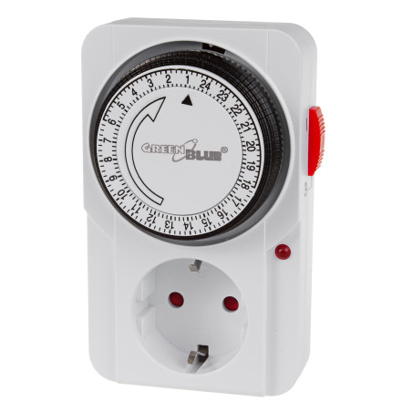 Tidsbrytare - mekanisk timer GreenBlue, 48 program, max belastning 16A, IP20, GB360 F