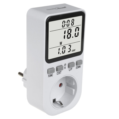 Energimätare GreenBlue, wattmätare, typ F, 220-240V AC, 50Hz, max belastning 16A, IP20, inbyggt batteri, GB364 F. |…
