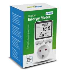 Energimätare GreenBlue, wattmätare, typ F, 220-240V AC, 50Hz, max belastning 16A, IP20, inbyggt batteri, GB364 F. |…