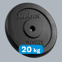Belastning av gjutjärn 20 kg, hål 31 mm, klassisk tallrik, REBEL ACTIVE | HandlaSmidigt.se