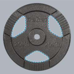 Belastning av gjutjärn 20 kg, hål 31 mm, tallrik med handtag, REBEL ACTIVE | HandlaSmidigt.se
