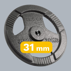 Belastning av gjutjärn 20 kg, hål 31 mm, tallrik med handtag, REBEL ACTIVE | HandlaSmidigt.se