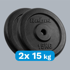 Belastning av gjutjärnssats 2x15 kg, hål 31 mm, klassisk tallrik, REBEL ACTIVE | HandlaSmidigt.se