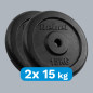 Belastning av gjutjärnssats 2x15 kg, hål 31 mm, klassisk tallrik, REBEL ACTIVE