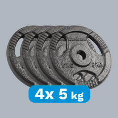 Belastningssats av gjutjärn 4x5kg, hål 31mm, tallrik med handtag, REBEL ACTIVE | HandlaSmidigt.se