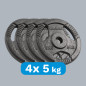 Belastningssats av gjutjärn 4x5kg, hål 31mm, tallrik med handtag, REBEL ACTIVE